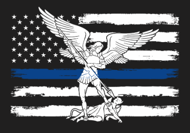 St Michael with a Blue Line Flag Sticker