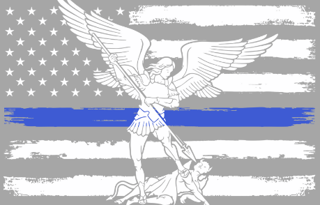 St Michael with a Blue Line Flag Sticker