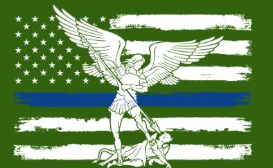 St Michael with a Blue Line Flag Sticker